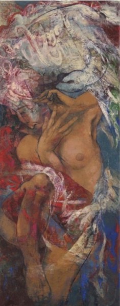 Schilderij getiteld "Leda" door Doina Botez, Origineel Kunstwerk, Olie