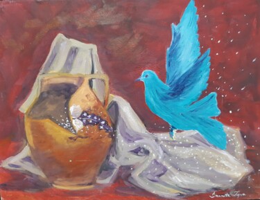 Painting titled "Blue Freedom" by Doinita Topa, Original Artwork, Oil
