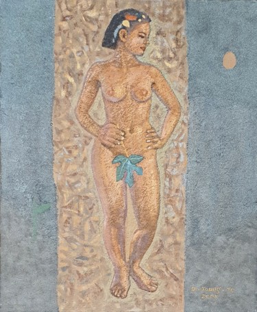 Painting titled "lady(soil painting)" by Dojoong Jo, Original Artwork, Pigments