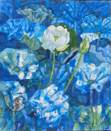 Painting titled "Lotus_2007" by Dojoong Jo, Original Artwork, Pigments
