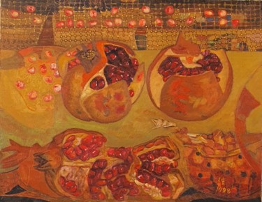 Peinture intitulée "Pomegranate" par Dojoong Jo, Œuvre d'art originale, Huile