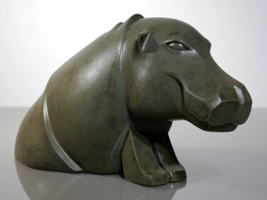 Sculpture titled "Happy Hippo" by Giancarlo Dolce, Original Artwork, Stone
