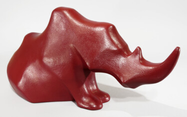 Γλυπτική με τίτλο "Red Rhino" από Giancarlo Dolce, Αυθεντικά έργα τέχνης, Άμμος