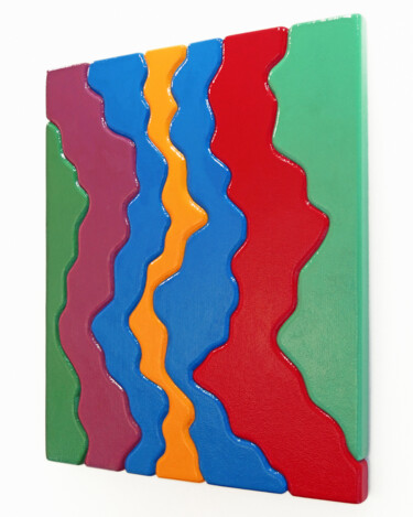 Sculpture titled "Flowing" by Giancarlo Dolce, Original Artwork, Wood Mounted on Wood Stretcher frame