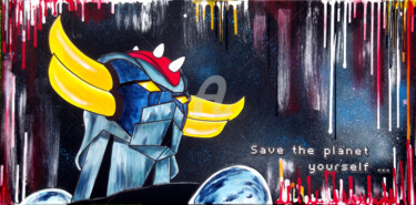 Peinture intitulée "Goldorak-Save the p…" par Dol, Œuvre d'art originale