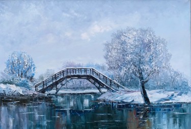 Painting titled "Winter landscape" by Dolgor Dugarova (Dolgor Art), Original Artwork, Oil
