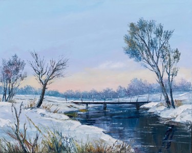 Painting titled "Winter dreams" by Dolgor Dugarova (Dolgor Art), Original Artwork, Oil