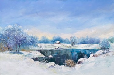 Malerei mit dem Titel "Magical Winter" von Dolgor Dugarova (Dolgor Art), Original-Kunstwerk, Öl