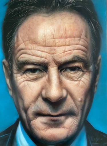 Painting titled "Bryan Lee Cranston" by Dolgor Dugarova (Dolgor Art), Original Artwork, Airbrush