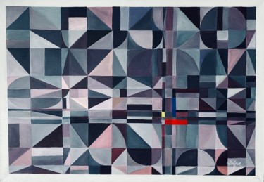 Картина под названием "Geometric abstracti…" - Dolgor Dugarova (Dolgor Art), Подлинное произведение искусства, Акрил