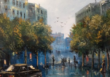 Painting titled "Street" by Dolgor Dugarova (Dolgor Art), Original Artwork, Oil