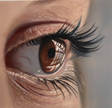 Photorealistic eye Peinture intitulée "Photorealistic eye" par Dolgor Dugarova (Dolgor Art), Œuvre d'art originale, Aérographe