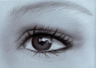 Painting titled "Photorealistic eye…" by Dolgor Dugarova (Dolgor Art), Original Artwork, Airbrush