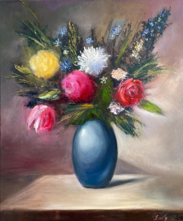Painting titled "Bouquet" by Dolgor Dugarova (Dolgor Art), Original Artwork, Oil