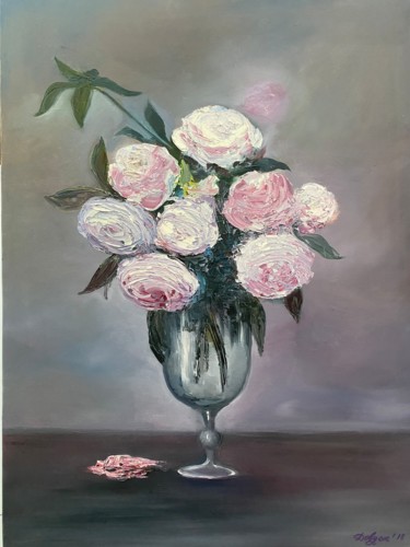 Malarstwo zatytułowany „Bouquet in a vase” autorstwa Dolgor Dugarova (Dolgor Art), Oryginalna praca, Olej