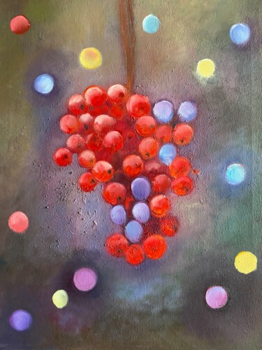 Malerei mit dem Titel "Red berries" von Dolgor Dugarova (Dolgor Art), Original-Kunstwerk, Öl Auf Keilrahmen aus Holz montiert