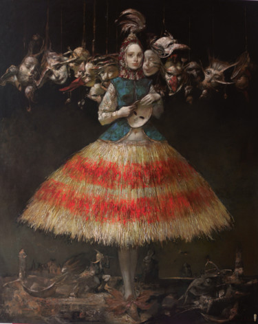 Malerei mit dem Titel "She, oil on canvas" von Alex V. Dolgikh, Original-Kunstwerk, Öl