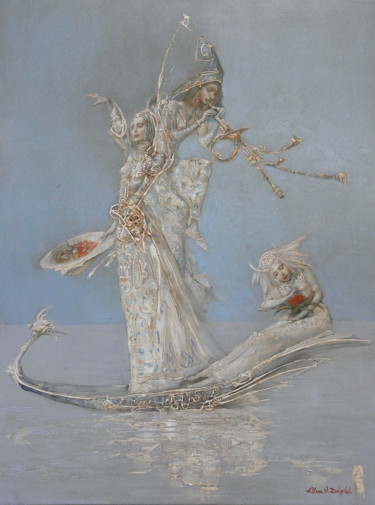 Pittura intitolato "Огонь,Вода и медные…" da Alex V. Dolgikh, Opera d'arte originale, Olio