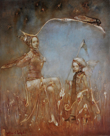 Peinture intitulée "Hunters of Stars" par Alex V. Dolgikh, Œuvre d'art originale, Huile
