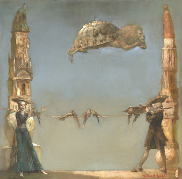 Pittura intitolato "Dream in Venice" da Alex V. Dolgikh, Opera d'arte originale, Olio