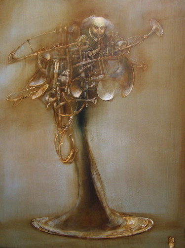 Картина под названием "Musician" - Alex V. Dolgikh, Подлинное произведение искусства, Масло Установлен на Деревянная рама дл…