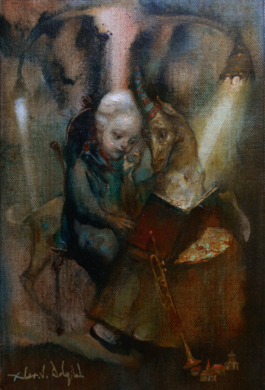 Painting titled "Book of Virgos" by Alex V. Dolgikh, Original Artwork, Oil