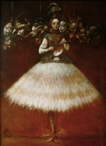 Painting titled "Она" by Alex V. Dolgikh, Original Artwork, Oil