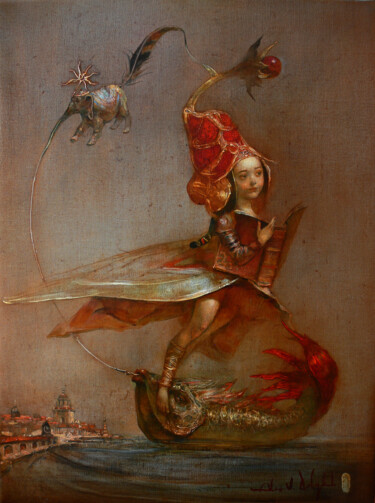 Painting titled "Рыбалка" by Alex V. Dolgikh, Original Artwork, Oil