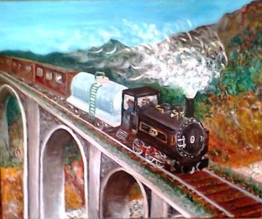 Peinture intitulée "Ti Train lontan" par Dolive, Œuvre d'art originale