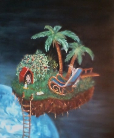 Peinture intitulée "Ma petitte île..." par Dolive, Œuvre d'art originale