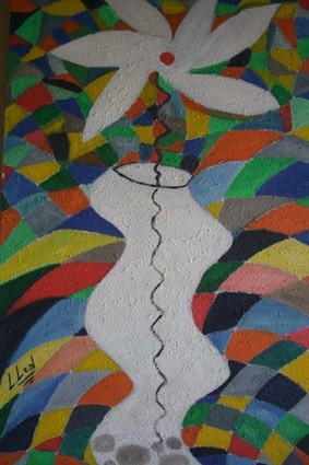 Painting titled "FLOR CORTADA EN EL…" by Maria Dolores Leal, Original Artwork