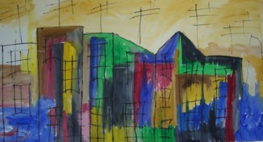 Pintura titulada "La ciudad desteñida…" por Maria Dolores Leal, Obra de arte original