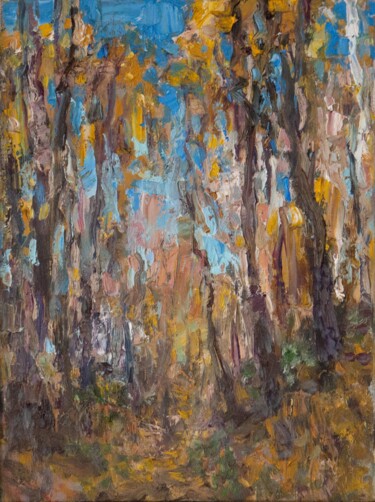 Painting titled "In the ravine" by Alexander Dolosov, Original Artwork, Oil Mounted on Wood Stretcher frame