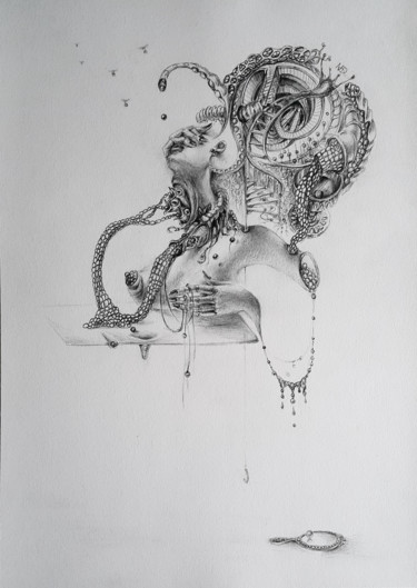 Dessin intitulée "feeding-obsession-p…" par Natalya Doudell, Œuvre d'art originale, Crayon