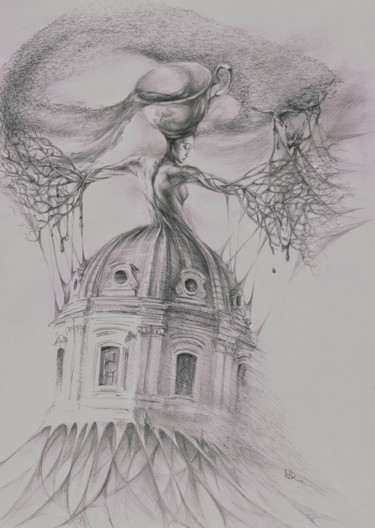 Σχέδιο με τίτλο "Interrupted dream" από Natalya Doudell, Αυθεντικά έργα τέχνης, Μολύβι