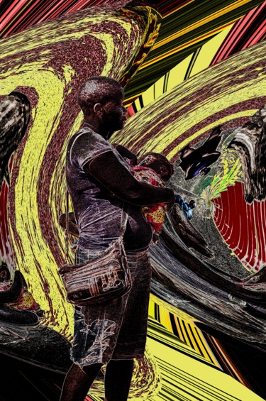 Digital Arts titled "Africa Mother" by Dolu, Original Artwork, Digital Painting