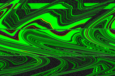Digital Arts titled "Wave Green art" by Dolu, Original Artwork, Digital Painting