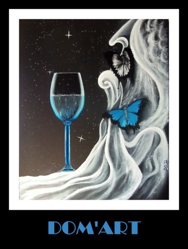 Pintura intitulada "" BLUE NIGHT "" por Dom Art 44, Obras de arte originais, Óleo