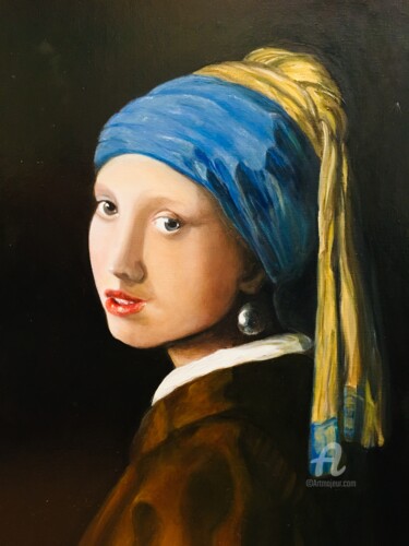 Peinture intitulée "La jeune fille à la…" par Domassini, Œuvre d'art originale, Huile