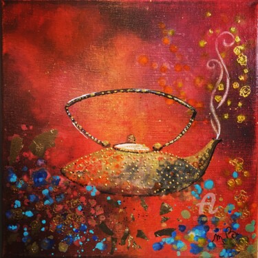 Peinture intitulée "thé "soie rouge"" par Domassini, Œuvre d'art originale, Huile