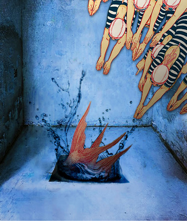 Baigneurs digital painting Digital Arts titled "Baigneurs digital p…" by Dodi Ballada, Original Art, Digital Painting