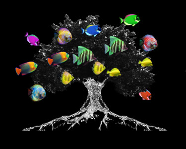 Arts numériques intitulée "fish-tree.jpg" par Dodi Ballada, Œuvre d'art originale, Photo montage