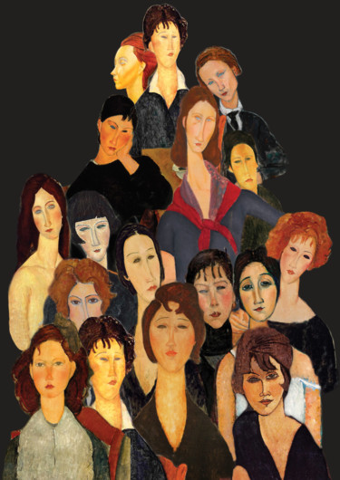 제목이 "Modigliani Collage"인 디지털 아트 Dodi Ballada로, 원작, 디지털 페인팅