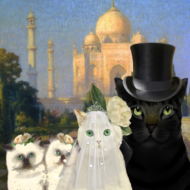 Artes digitais intitulada "Cat Wedding" por Dodi Ballada, Obras de arte originais, Colagens