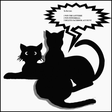Arts numériques intitulée "2 Cats With Very Im…" par Dodi Ballada, Œuvre d'art originale, Peinture numérique