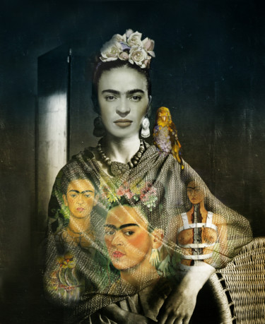 Digital Arts titled "Frida Kahlo Revisit…" by Dodi Ballada, Original Artwork, Digital Painting