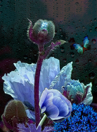Arte digital titulada "Blue Flowers Dream" por Dodi Ballada, Obra de arte original, Pintura Digital