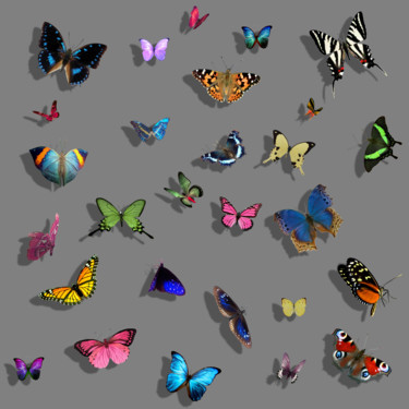 Arte digital titulada "many butterflies fl…" por Dodi Ballada, Obra de arte original, Trabajo Digital 2D