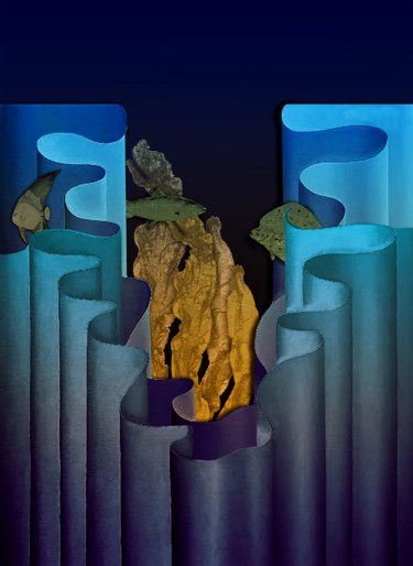 Digitale Kunst mit dem Titel "Big blue sea" von Dodi Ballada, Original-Kunstwerk