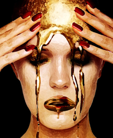 Цифровое искусство под названием "Crying gold tears" - Dodi Ballada, Подлинное произведение искусства